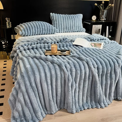 Manta Flanelada Grossa com Listras Largas – Cobertor Multifuncional para Cama, Sofá e Cochilo