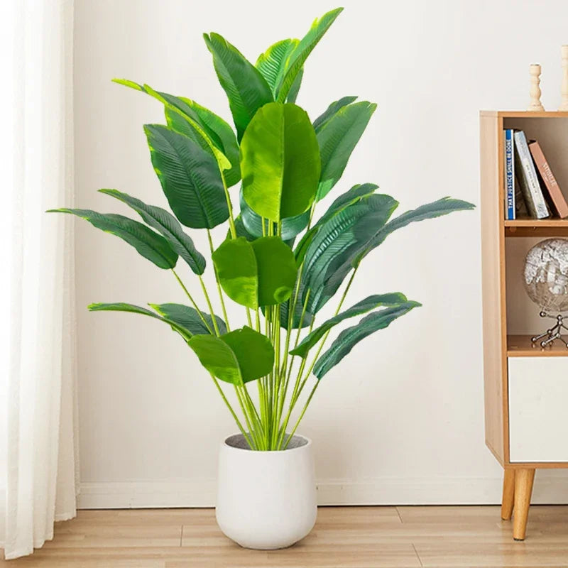 Planta Artificial Tropical Grande com Folhas de Palmeira e Monstera para Decoração