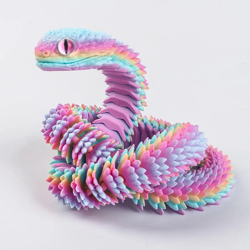 2026 New 3D Printed Snake Realistic Snake Statue Movable Joint Fidget Toys Simulation Snake Year Desk Ornament Animal Model Gift