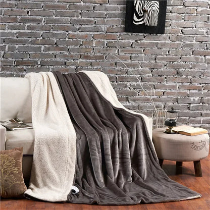 Manta de Lã Quente para Inverno – Cobertor Dupla Face para Cama de Casal, Acampamento e Decoração