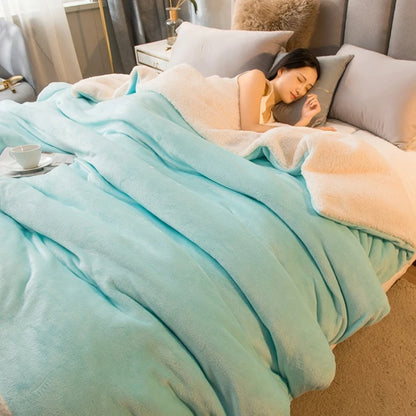 Manta de Lã Quente para Inverno – Cobertor Dupla Face para Cama de Casal, Acampamento e Decoração
