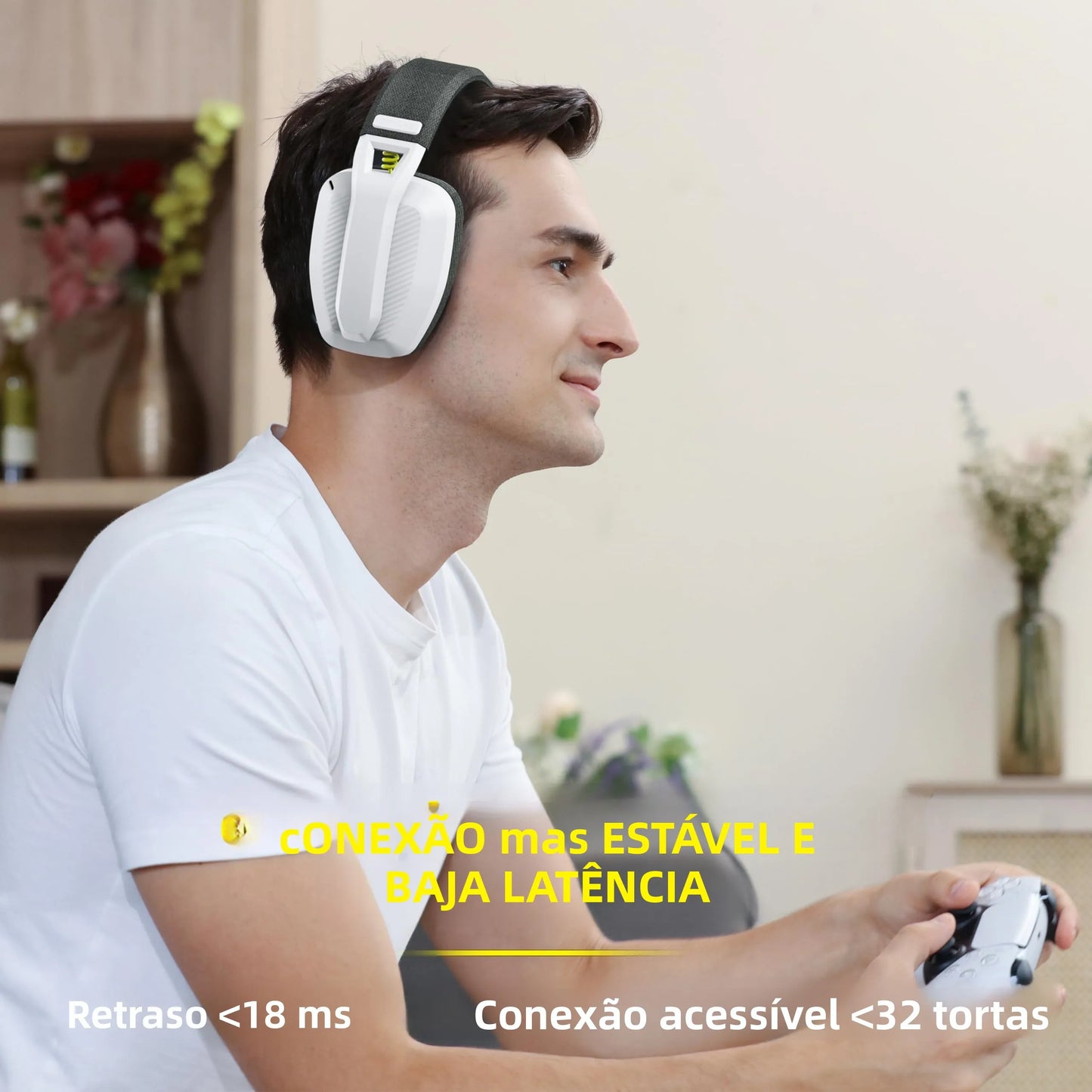 Headset Gamer BINNUNE BW06 Sem Fio 2.4G/Bluetooth com Microfone para PC, PS5, PS4 e Mac