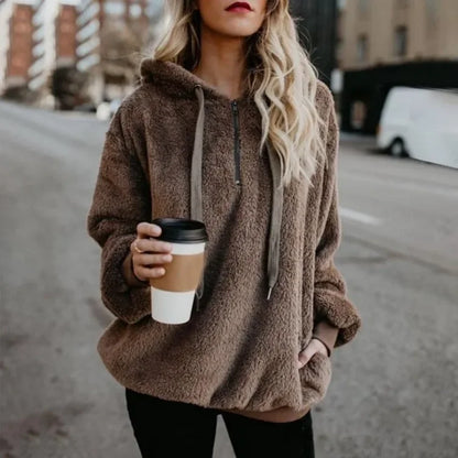 Suéter Feminino de Manga Longa com Capuz – Casaco Monocromático Fashion para Looks Modernos e Elegantes