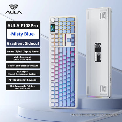 Teclado Mecânico Gamer AULA F108 Pro RGB 104 Teclas