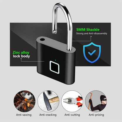 Cadeado Biométrico KERUI com Impressão Digital, USB, À Prova D’água e Antifurto