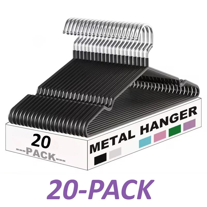 Kit com 20 Cabides de Metal Antiderrapantes para Organização do Guarda-Roupa