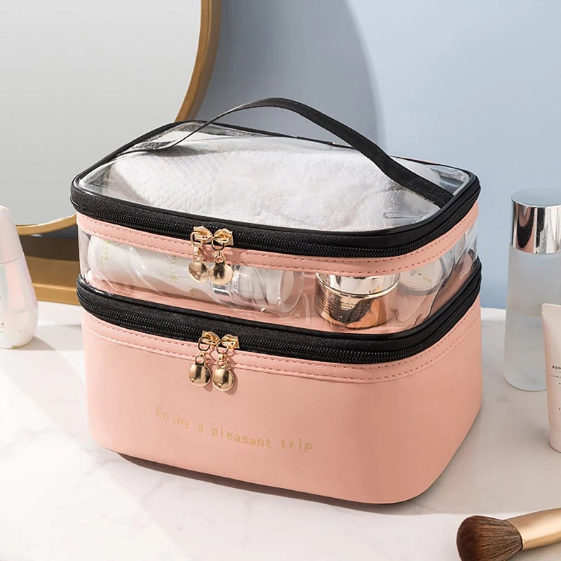 Necessaire Feminina Impermeável PVC Grande Capacidade para Viagem