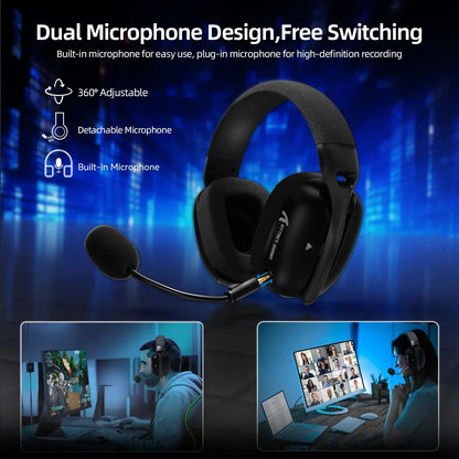 Headset Gamer ATTACK SHARK L80PRO Sem Fio 2.4G/Bluetooth para PC, PS5, Switch e Xbox