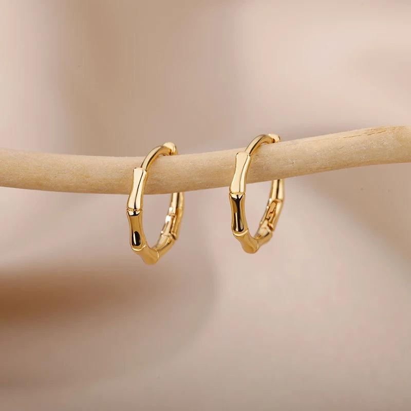 Brincos Luxuosos de Estrela para Mulheres – Argolas Minimalistas em Aço Inoxidável, Joias Y2K 2025