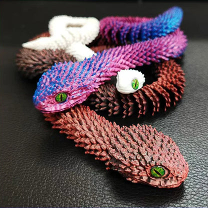 2026 New 3D Printed Snake Realistic Snake Statue Movable Joint Fidget Toys Simulation Snake Year Desk Ornament Animal Model Gift