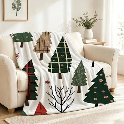 Manta Flanelada de Natal com Estampa de Árvore Natalina – Cobertor Macio e Quente para Sofá e Cama