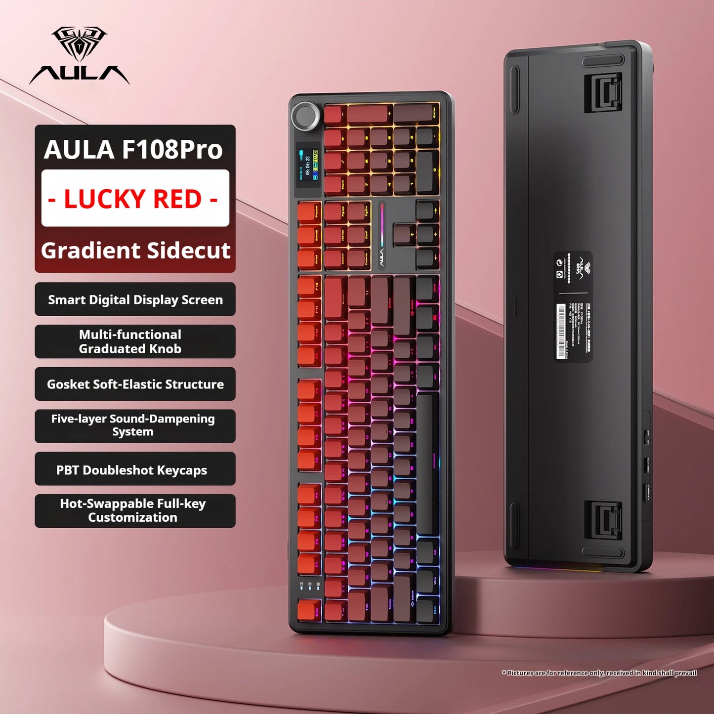 Teclado Mecânico Gamer AULA F108 Pro RGB 104 Teclas