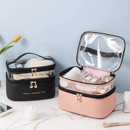 Necessaire Feminina Impermeável PVC Grande Capacidade para Viagem