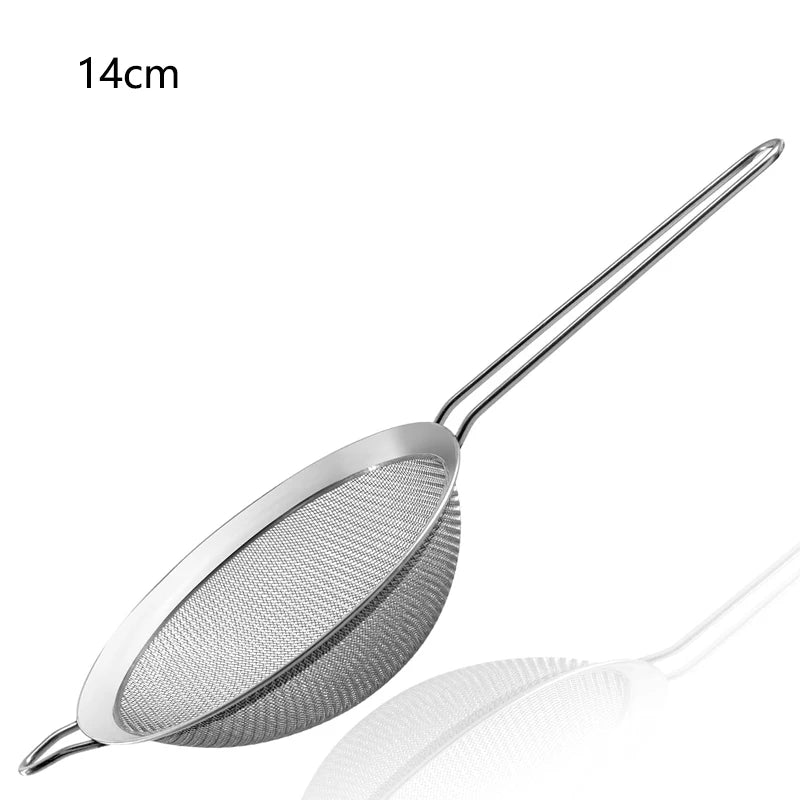 1-4 Peças de Peneira de Malha Fina em Aço Inoxidável – Peneirador de Farinha com Cabo para Confeitaria e Cozinha