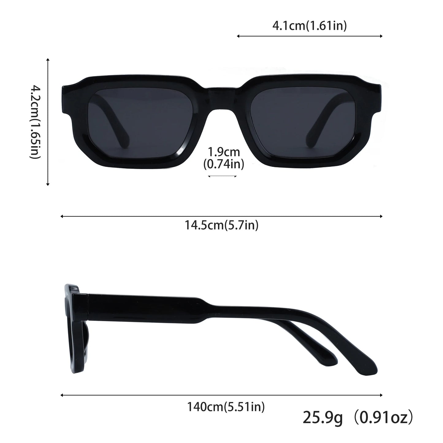 Kit com 6 Óculos de Sol Femininos Vintage – Modelo Retangular Retrô Fashion com Design de Luxo Unissex