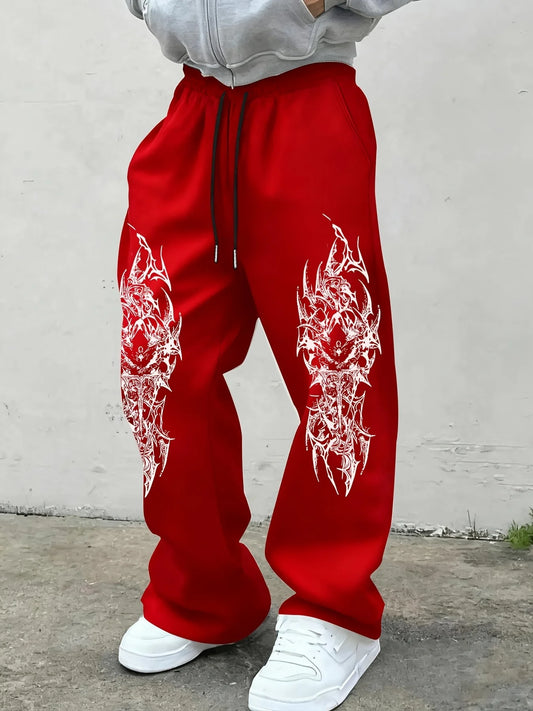 Calça Feminina Retrô Gótica 2026 – Modelo Listrado Escuro com Corte Reto e Modelagem Solta, Estilo Streetwear Harajuku Casual