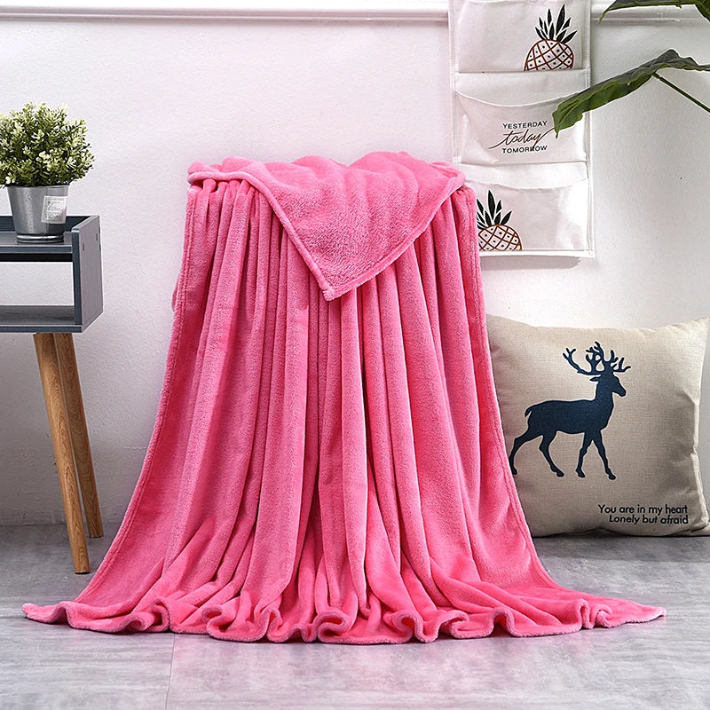 Cobertor Macio e Quente de Veludo Coral para Cama e Sofá – Manta de Inverno Decorativa