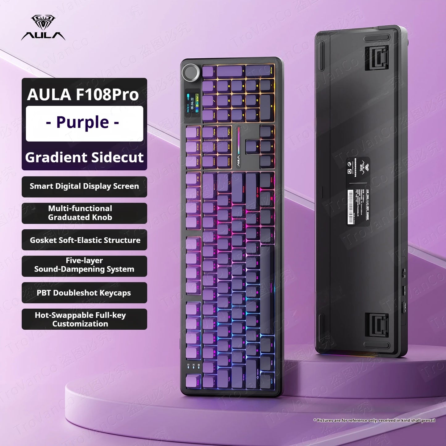 Teclado Mecânico Gamer AULA F108 Pro RGB 104 Teclas
