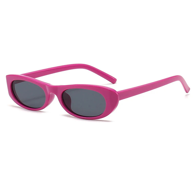Óculos de Sol Feminino Retrô Oval – Armação Pequena Preta Fashion com Proteção UV400 e Estilo Vintage