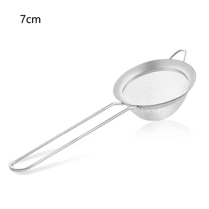 1-4 Peças de Peneira de Malha Fina em Aço Inoxidável – Peneirador de Farinha com Cabo para Confeitaria e Cozinha