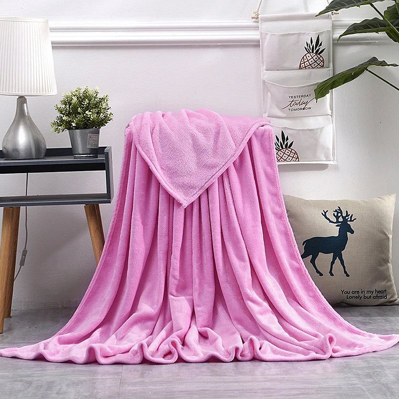 Cobertor Macio e Quente de Veludo Coral para Cama e Sofá – Manta de Inverno Decorativa