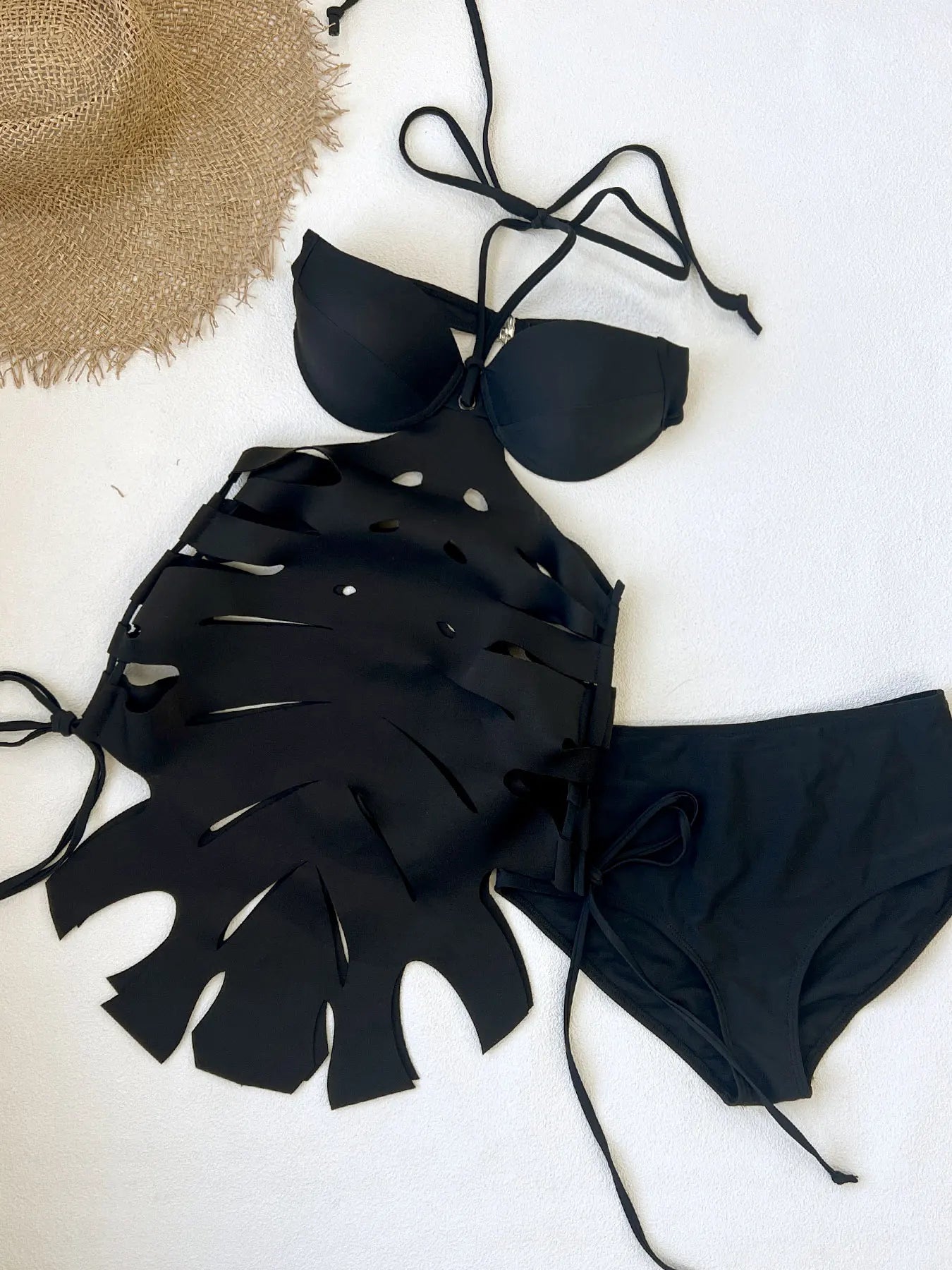 2026 New Arrival Chic Black Structured Swimsuit Deep V-Neck Cut-Out Design Perfect for Beach Wear Pool Parties Summer Beachwear