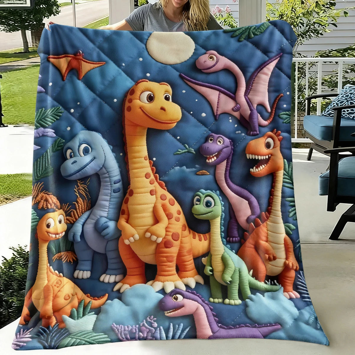 Manta Fleece Infantil VIKAMA com Estampa 3D de Dinossauro Jurassic – Cobertor Fofo para Crianças e Decoração de Quarto