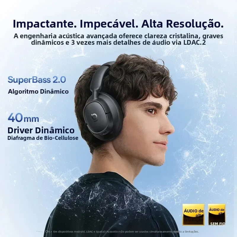 Baseus EH10 NC – Headphone Bluetooth com ANC Adaptativo, Hi-Res LDAC e Até 80h de Bateria