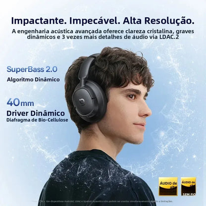 Baseus EH10 NC – Headphone Bluetooth com ANC Adaptativo, Hi-Res LDAC e Até 80h de Bateria