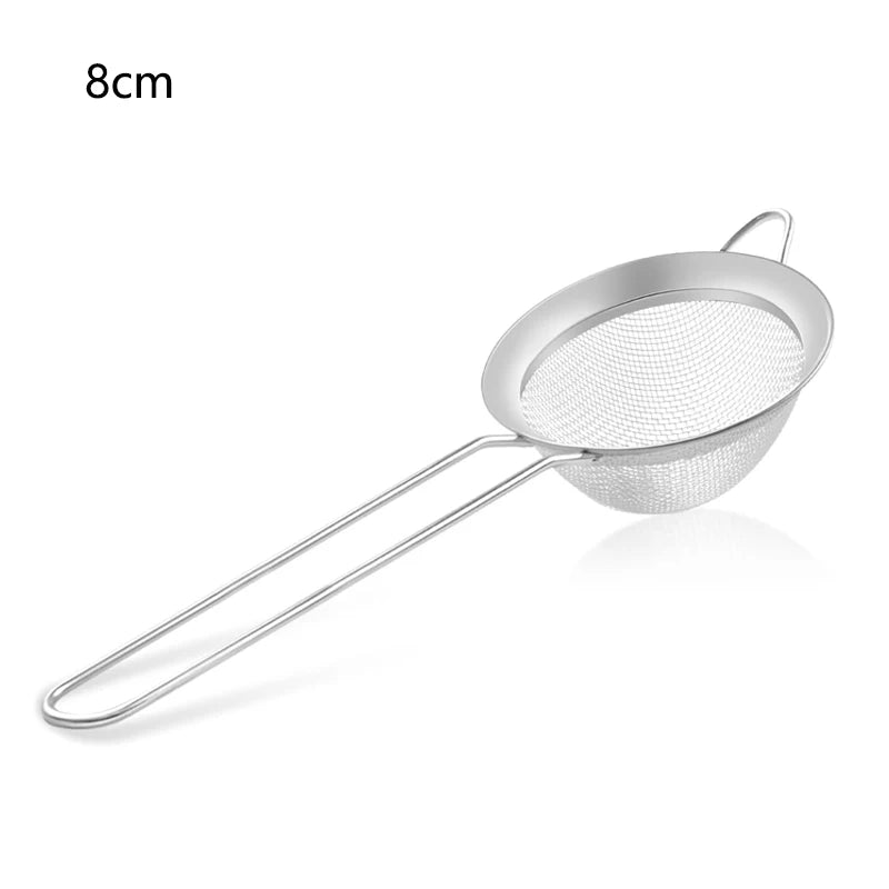 1-4 Peças de Peneira de Malha Fina em Aço Inoxidável – Peneirador de Farinha com Cabo para Confeitaria e Cozinha