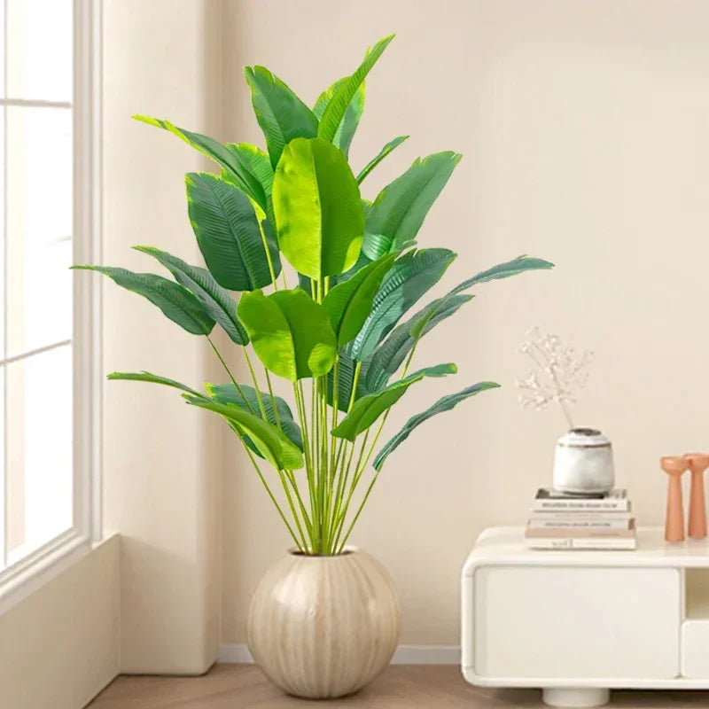 Planta Artificial Tropical Grande com Folhas de Palmeira e Monstera para Decoração