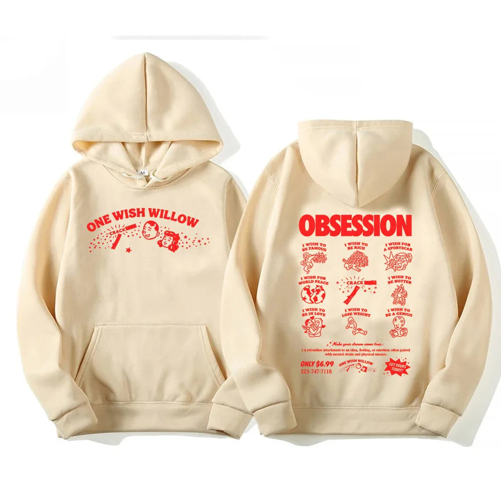 Moletom Obsession One Wish Willow – Blusa de Capuz Casual Unissex de Manga Longa, Estilo Y2K Inspirado em Filme para Mulheres e Homens