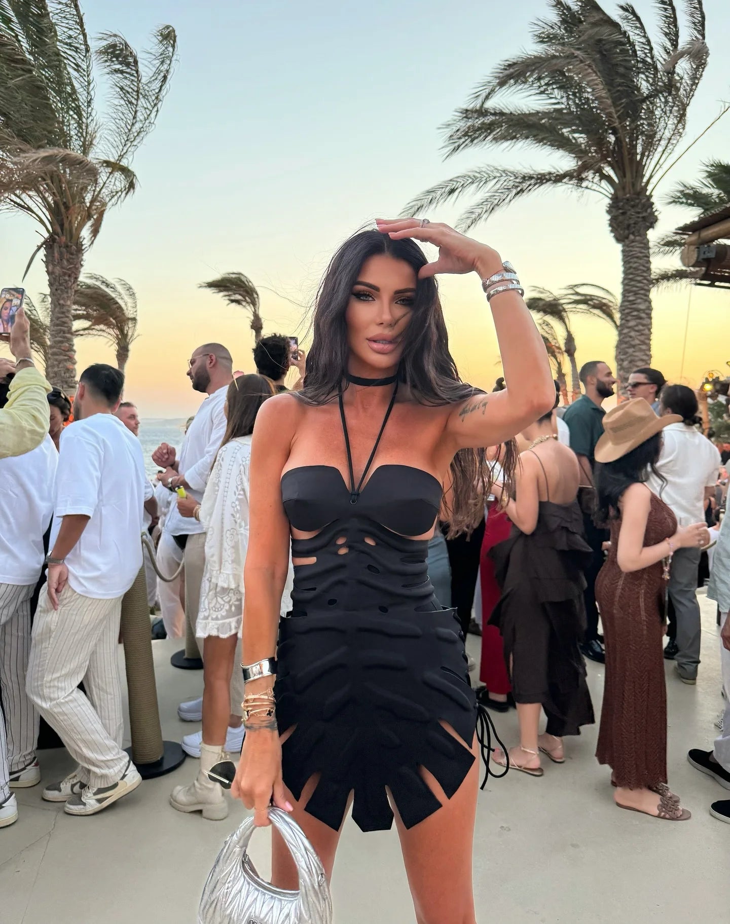 2026 New Arrival Chic Black Structured Swimsuit Deep V-Neck Cut-Out Design Perfect for Beach Wear Pool Parties Summer Beachwear