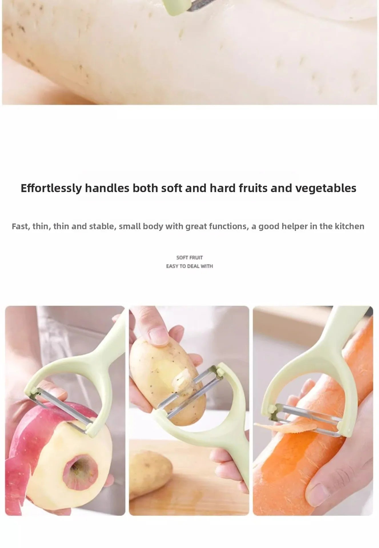 Descascador de Aço Inoxidável com Cabo de PP – Descascador de Batatas, Frutas e Legumes para Utensílio de Cozinha