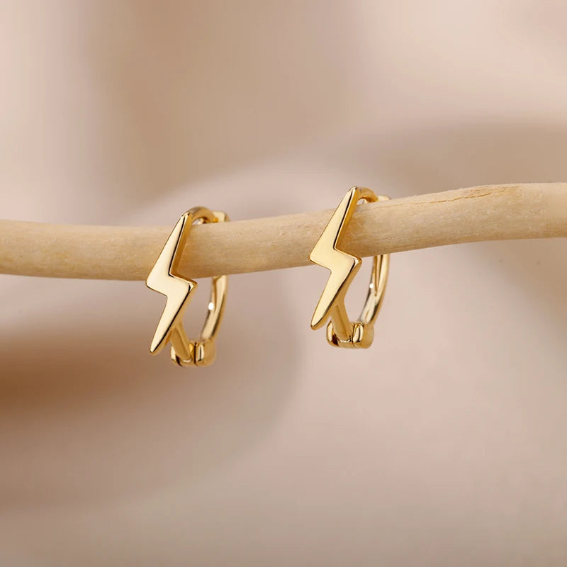 Brincos Luxuosos de Estrela para Mulheres – Argolas Minimalistas em Aço Inoxidável, Joias Y2K 2025
