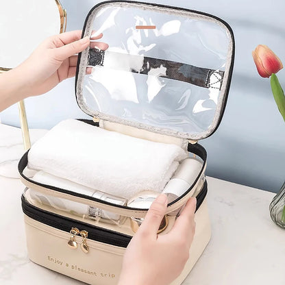 Necessaire Feminina Impermeável PVC Grande Capacidade para Viagem