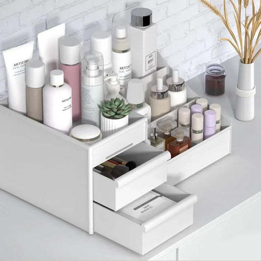 Caixa Organizadora de Cosméticos com Gaveta para Mesa e Escrivaninha
