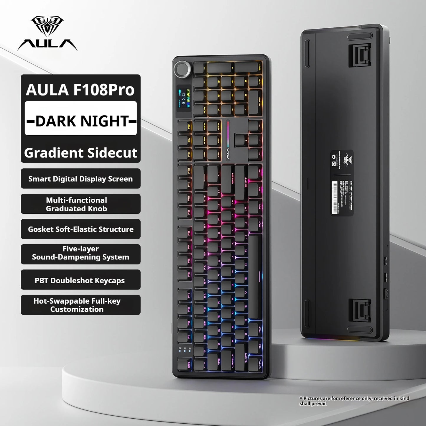 Teclado Mecânico Gamer AULA F108 Pro RGB 104 Teclas