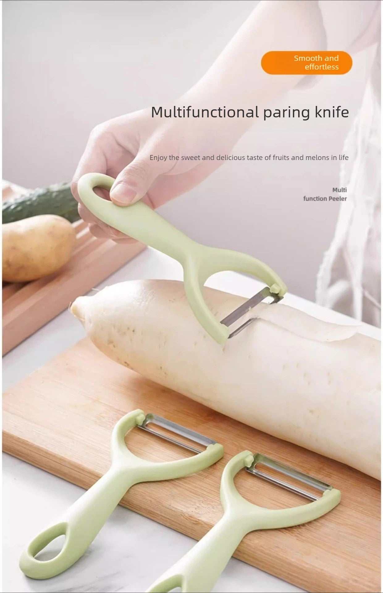 Descascador de Aço Inoxidável com Cabo de PP – Descascador de Batatas, Frutas e Legumes para Utensílio de Cozinha