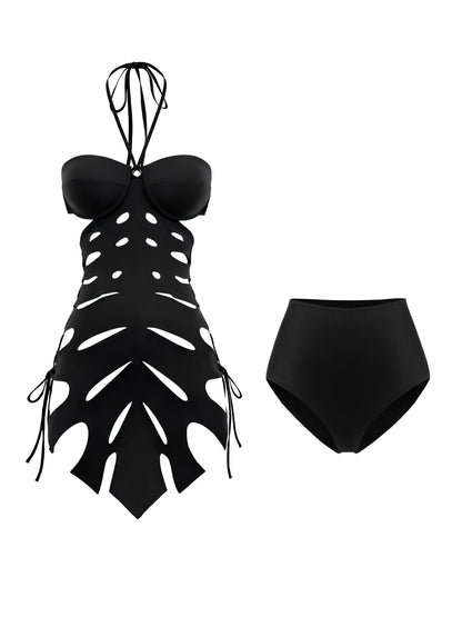 2026 New Arrival Chic Black Structured Swimsuit Deep V-Neck Cut-Out Design Perfect for Beach Wear Pool Parties Summer Beachwear