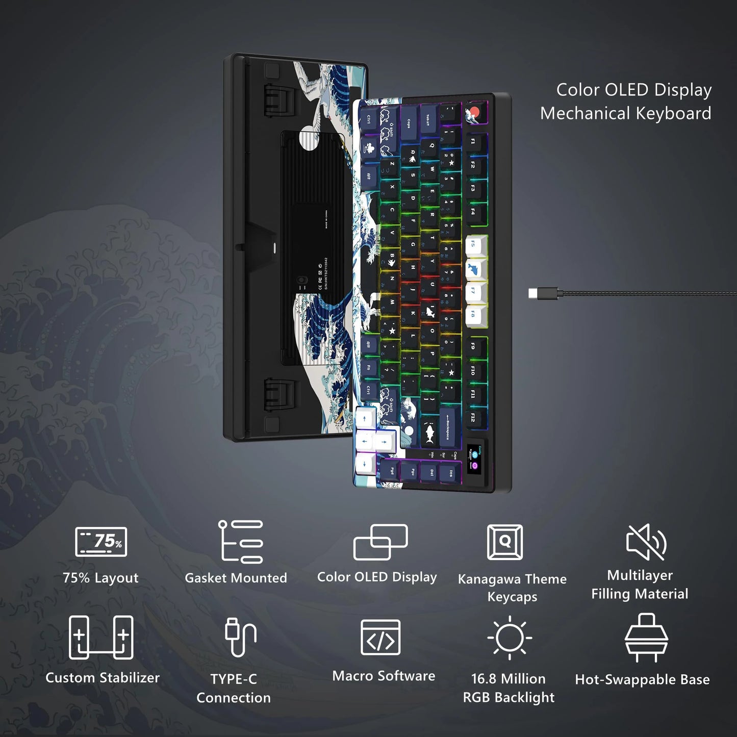 Teclado Mecânico Gamer com Tela OLED e RGB