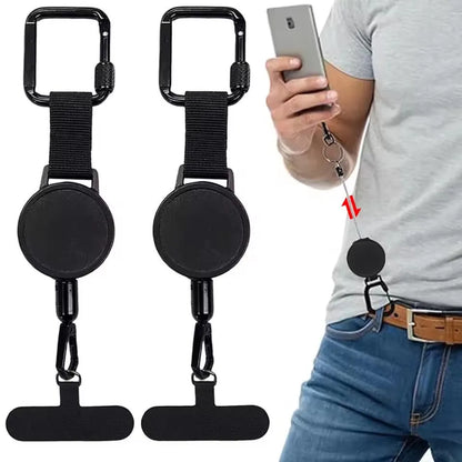 Cordão Retrátil Antifurto para Celular com Mosquetão Anti Queda