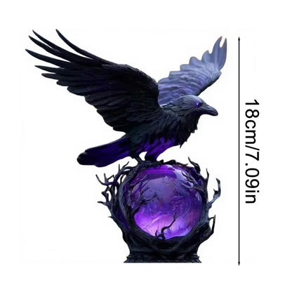 Creative Gothic Raven LED Lamp Sculpture Purple Glow Sphere Mysterious Decor for Dark Art Unique Desk Night Light Ornament