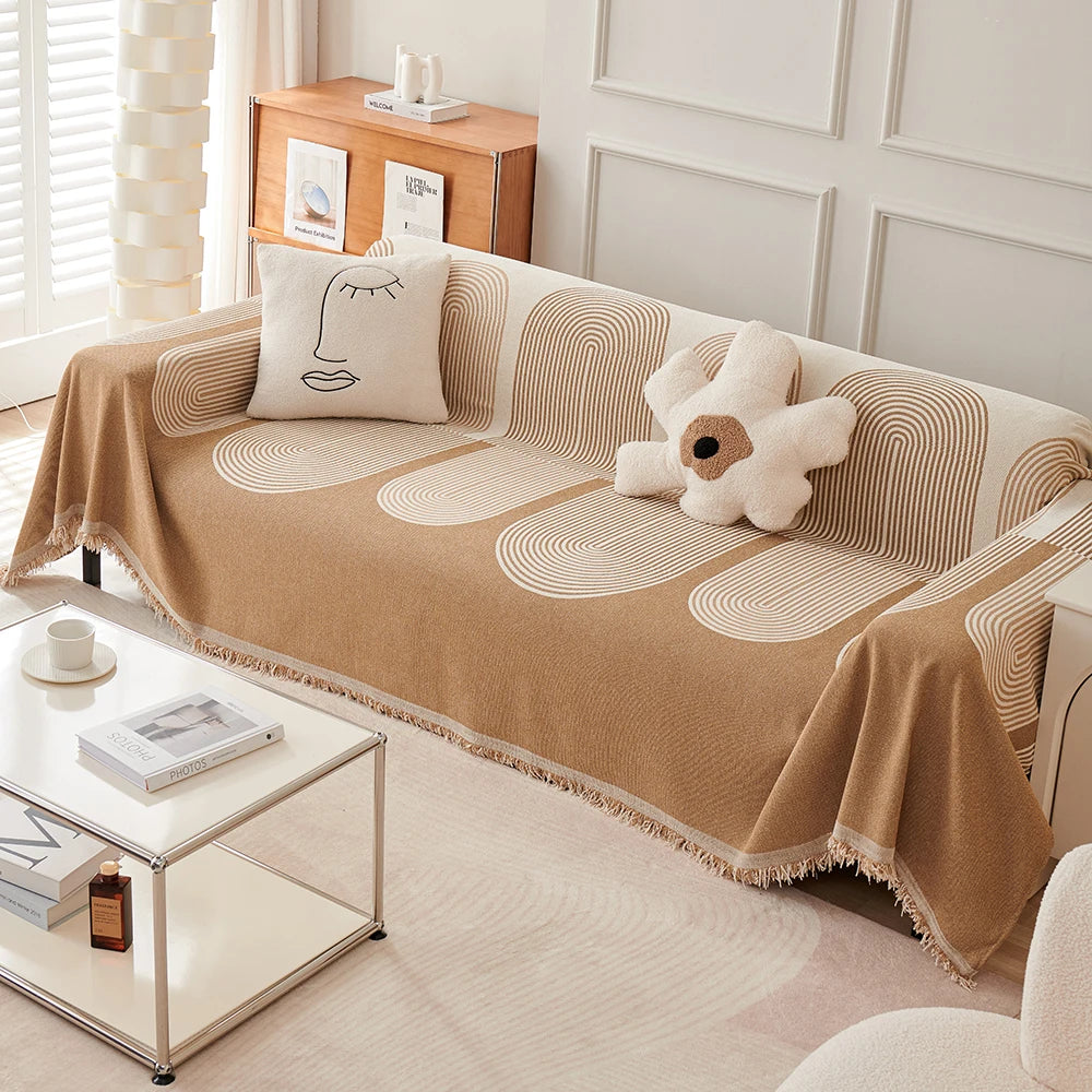 Manta Nórdica com Franjas para Sofá – Cobertura Decorativa Protetora para Casa e Viagem