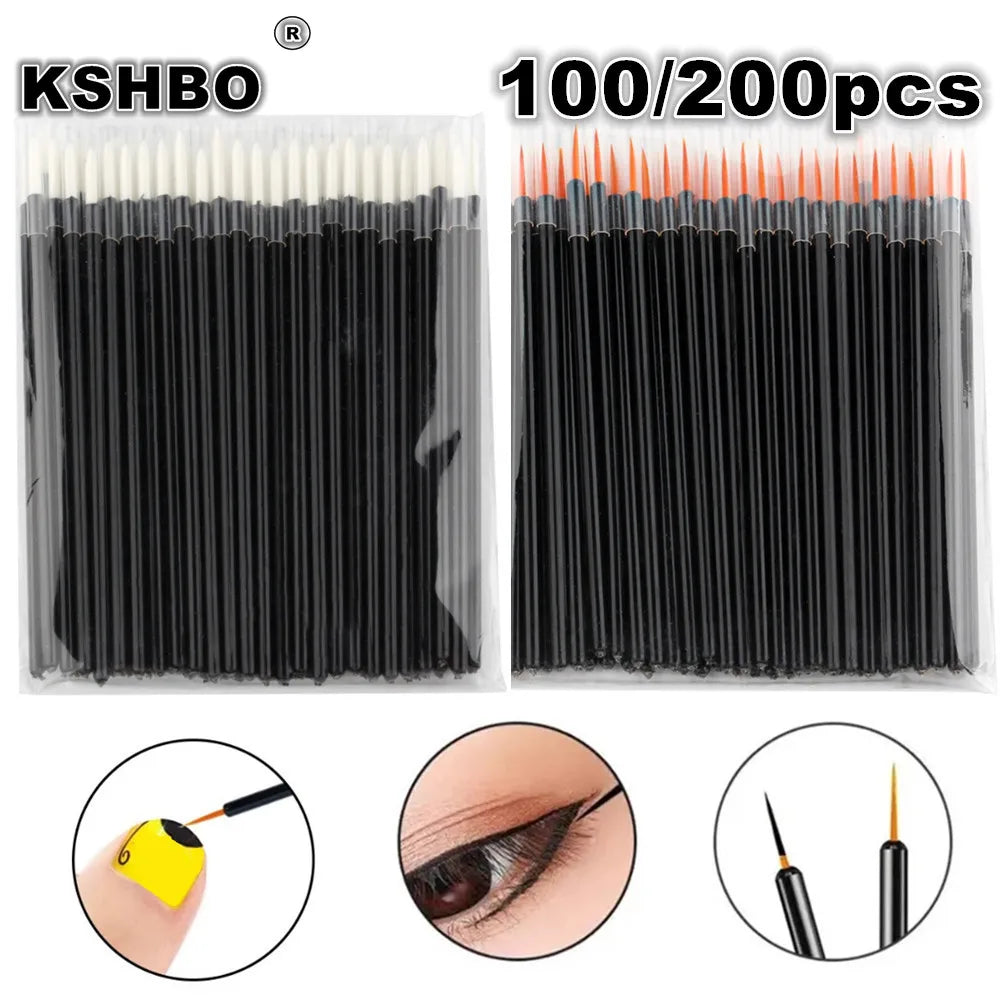 Kit 100/200 Pincéis Descartáveis para Maquiagem e Nail Art
