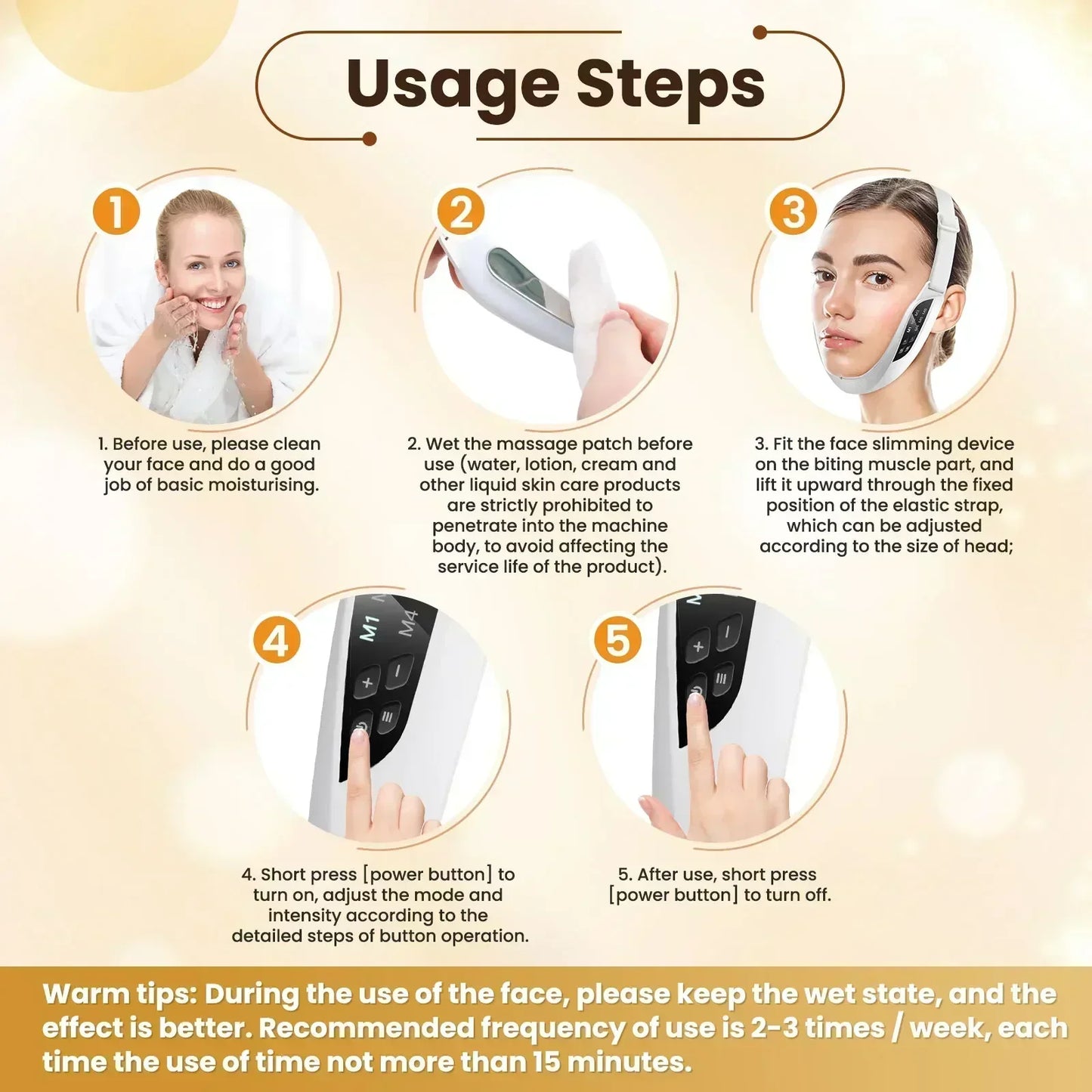 Massageador Facial EMS V-Face com 6 Modos e 8 Níveis para Lifting