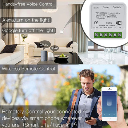 Interruptor Inteligente WiFi Tuya 16A/20A com Controle por App e Voz
