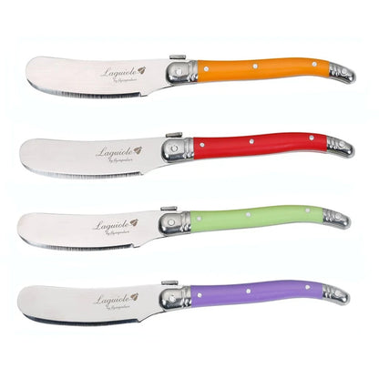 Conjunto com 4 Facas Laguiole para Manteiga e Queijo – Espalhadores em Aço Inoxidável com Cabo Colorido para Restaurante e Casa (6,25")