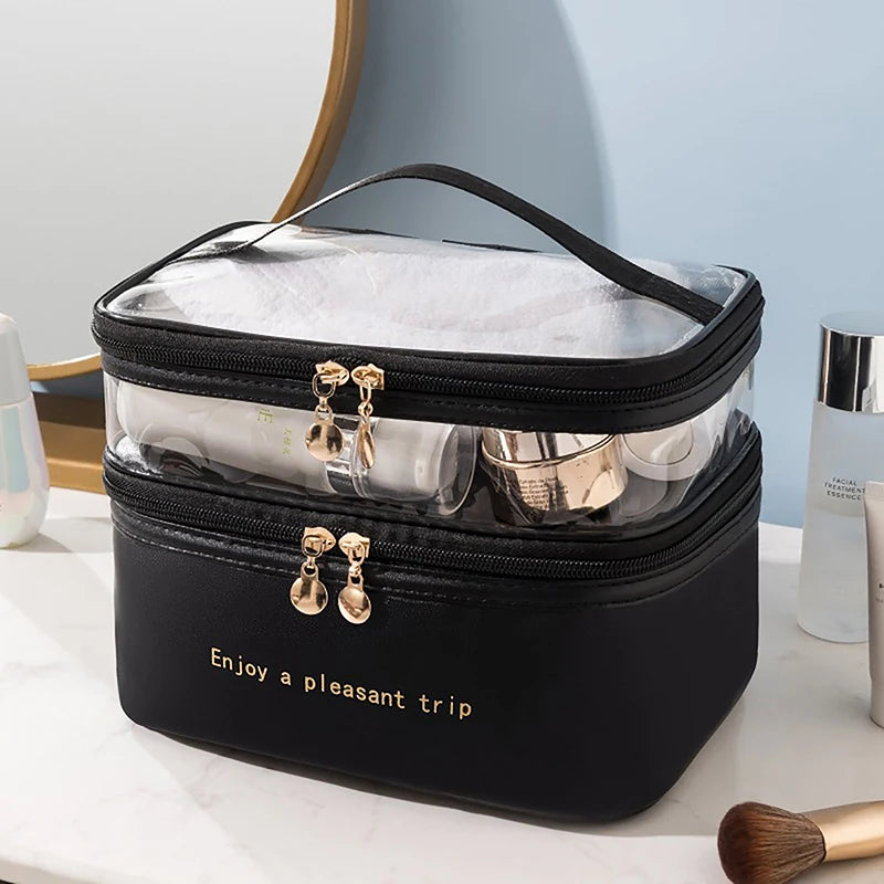 Necessaire Feminina Impermeável PVC Grande Capacidade para Viagem