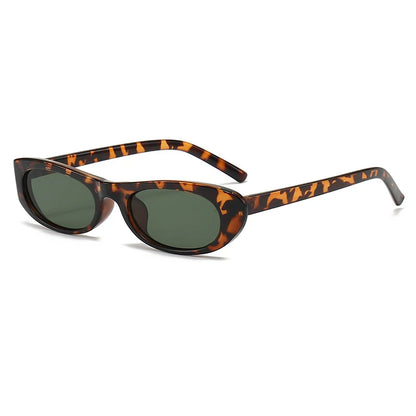Óculos de Sol Feminino Retrô Oval – Armação Pequena Preta Fashion com Proteção UV400 e Estilo Vintage